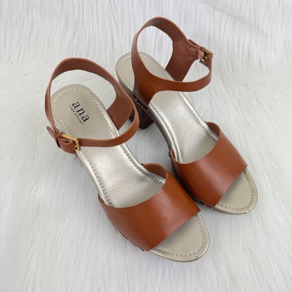 ANA VIsta Platform Chunky Heel Clog Ankle Strap Open Toe Sandals Size 10 Brown - Picture 3 of 11